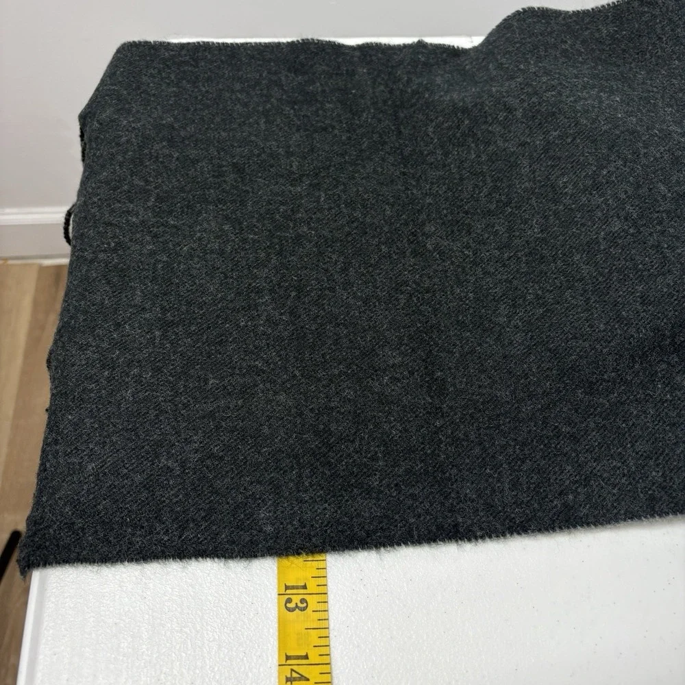 Vintage 100% Cashmere Winter Scarf Gray Fringe Raw Hem Made In Scotland Luxury